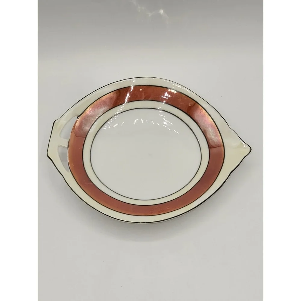 Bavaria Germany US Zone‎ Porcelain Bonbon Relish Dish Copper Luster 7.25